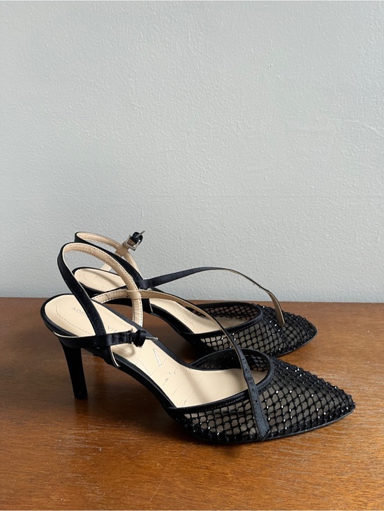 Adrienne Vittandini Shoes - Black Mesh Pointed-Toe Slingback Heels Size 10